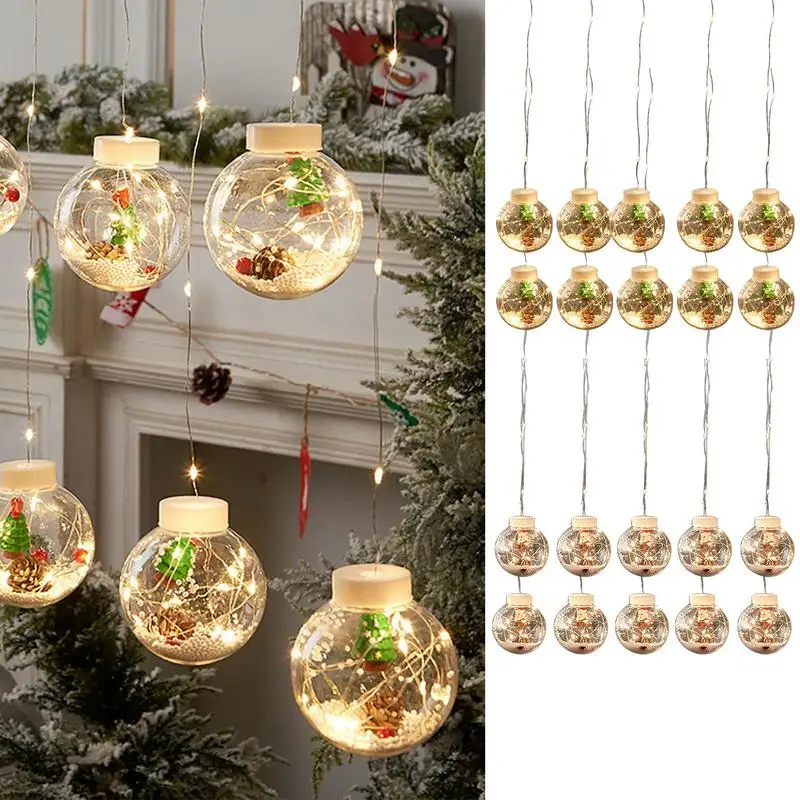 Natal Santa String Lights para casamento interior e exterior, Bubble Ball, Decorative LED String Lights