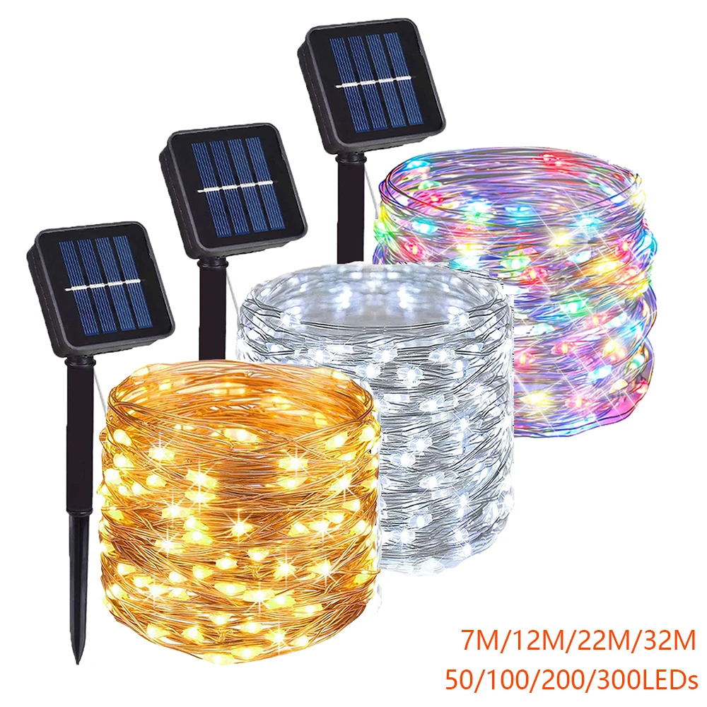 50-300LEDs Solar String Fairy Lights LED Lights Outdoor Waterproof Lamps Birthday Garland For Holiday Party Wedding Decoration