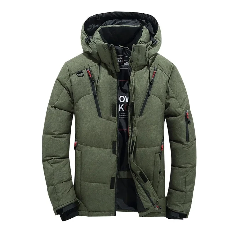 Doudoune courte en duvet de canard blanc pour homme, veste de sport en plein air, manteau de ski, poches zippées multiples, optique, nouveau, américains, hiver