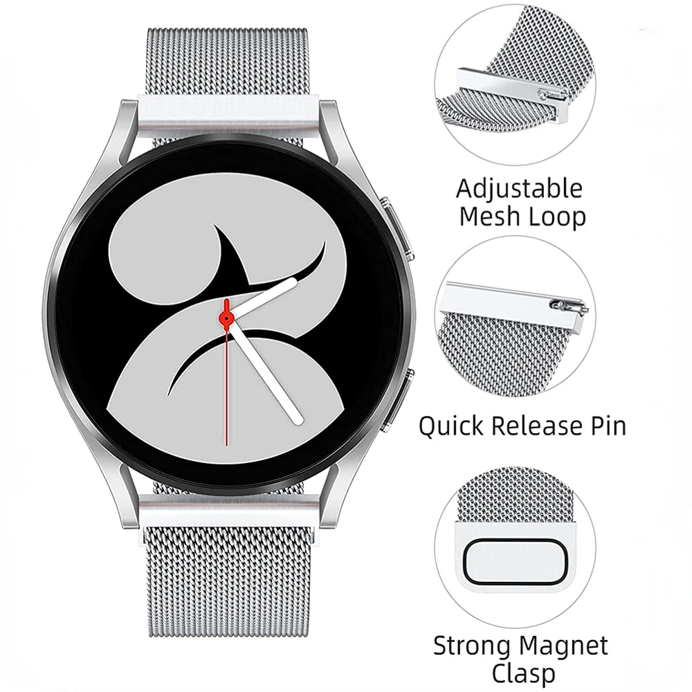 22 مللي متر 20 مللي متر Milanese حلقة الفرقة لسامسونج غالاكسي ساعة 3/4/5/نشط 2/جير S3 Amazfit GTR/GTS المغناطيسي المعصم حزام هواوي 3/GT 2