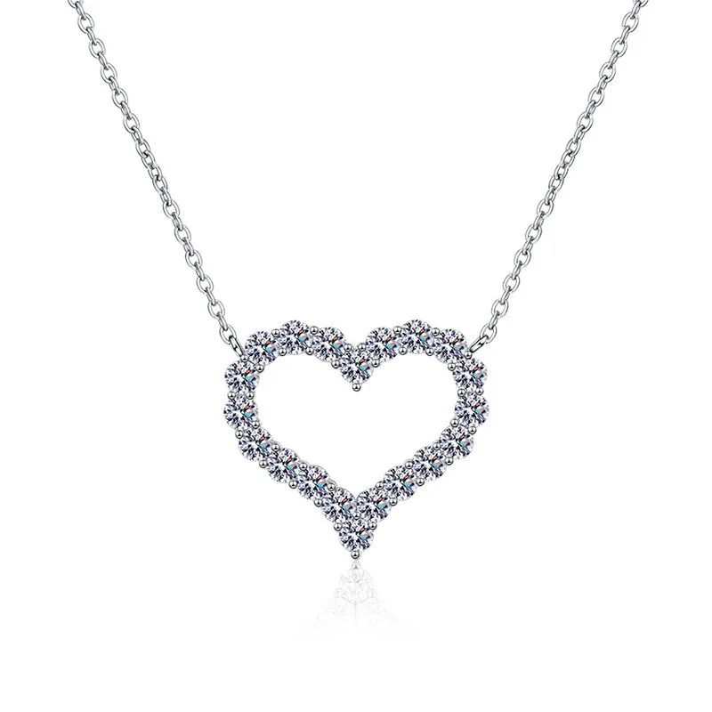 JH S925 الفضة مطلي Pt950 مويسانيتي قلادة للنساء مع على شكل قلب مويسانيتي قلادة D VVS1 غرامة مجوهرات مختبر الماس