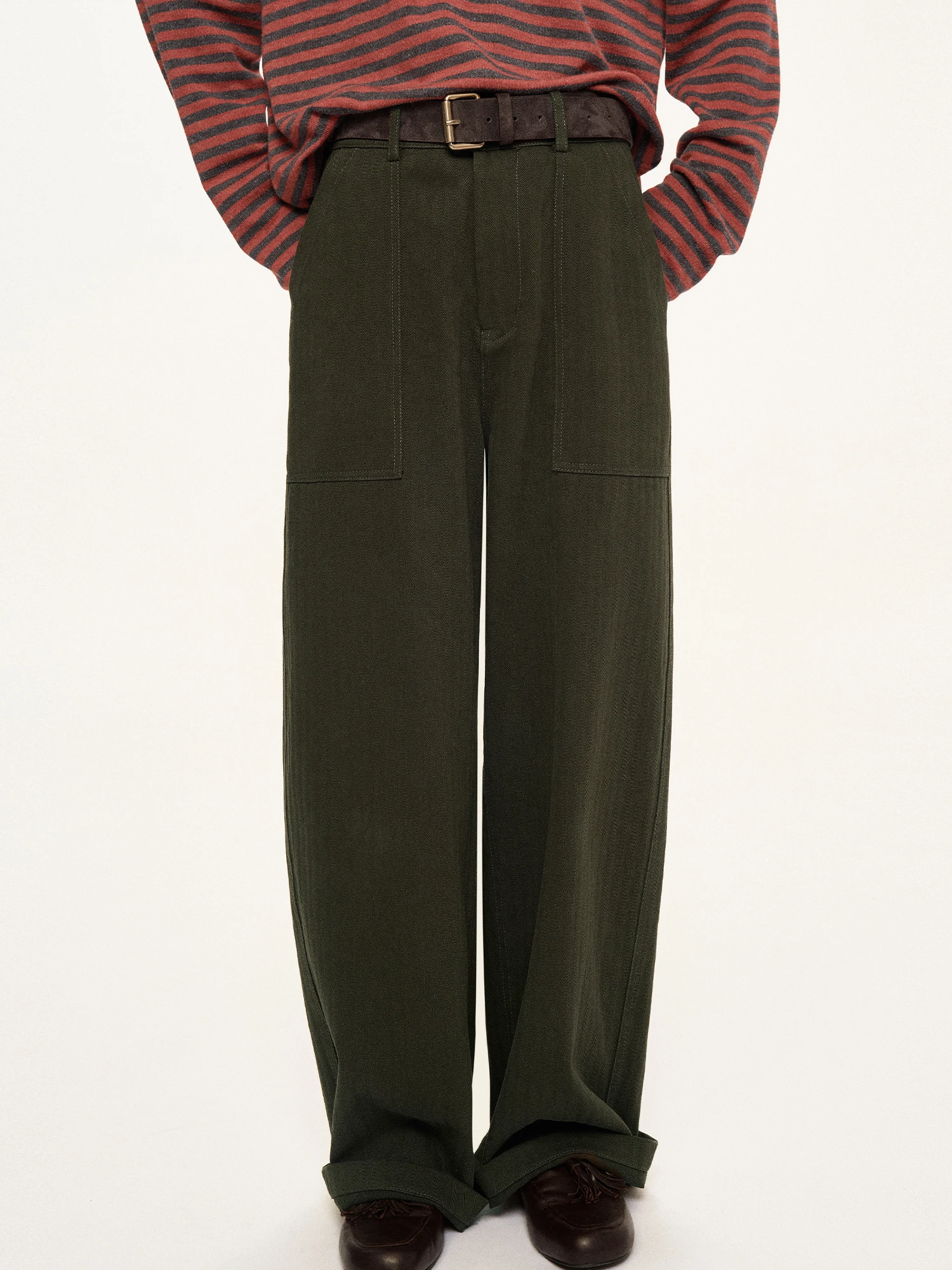 Retro HaveRice Restaurant Casual Pants Dark Pattern Wide Leg Tassel Flower Low Waist Wide Leg Long Pants Ladies Fashion