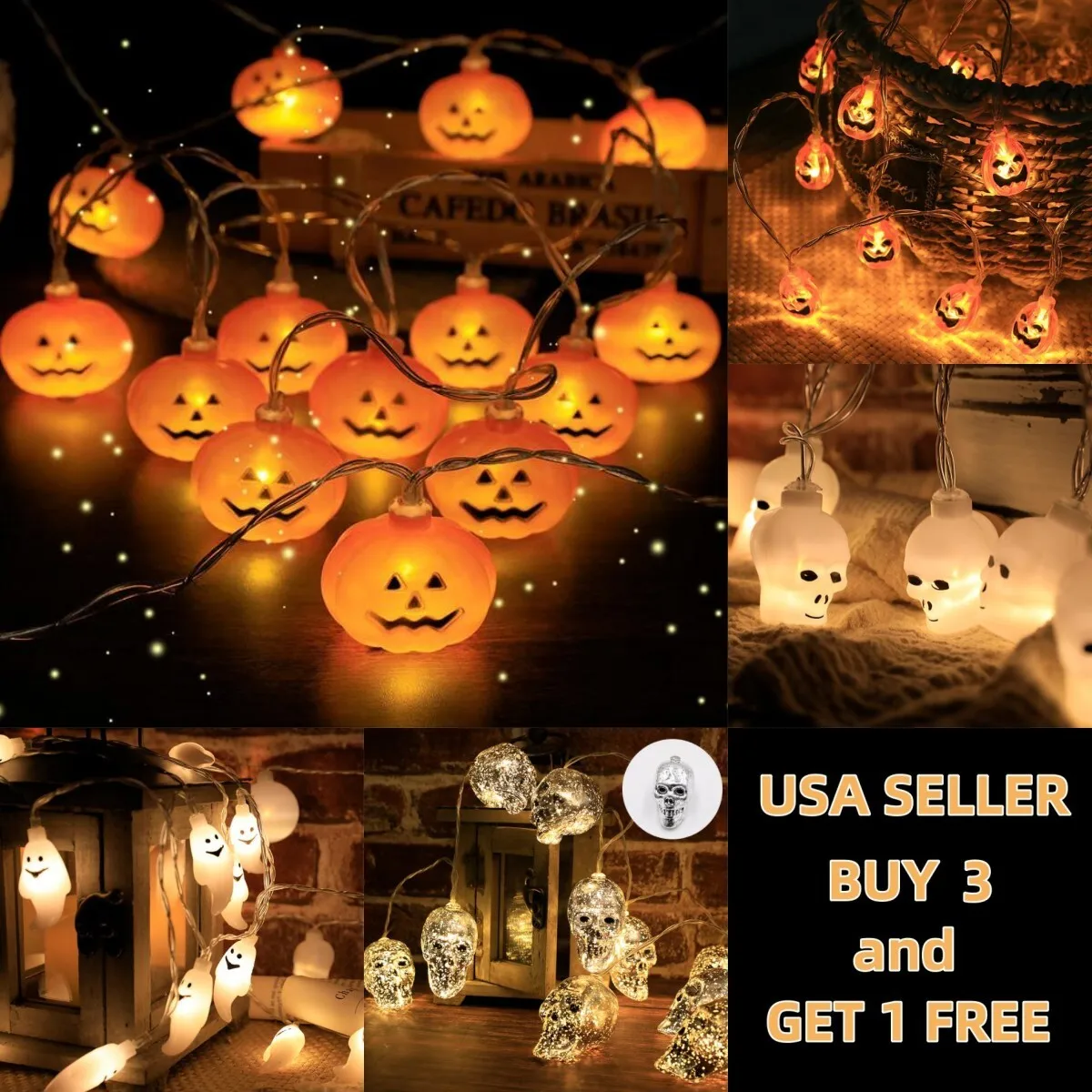 

15FT Хэллоуин светодиодные гирлянды водонепроницаемый открытый Крытый сказочный декор