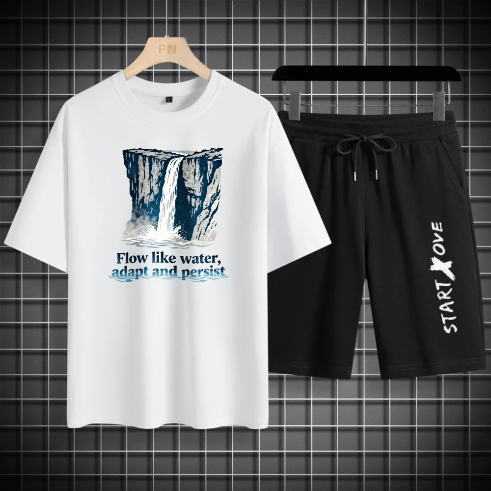 

Мужские комплекты футболок, модные шорты с короткими рукавами, полиэстер, футбольный дышащий тренировочный костюм, комплект мужской комплект летней одежды