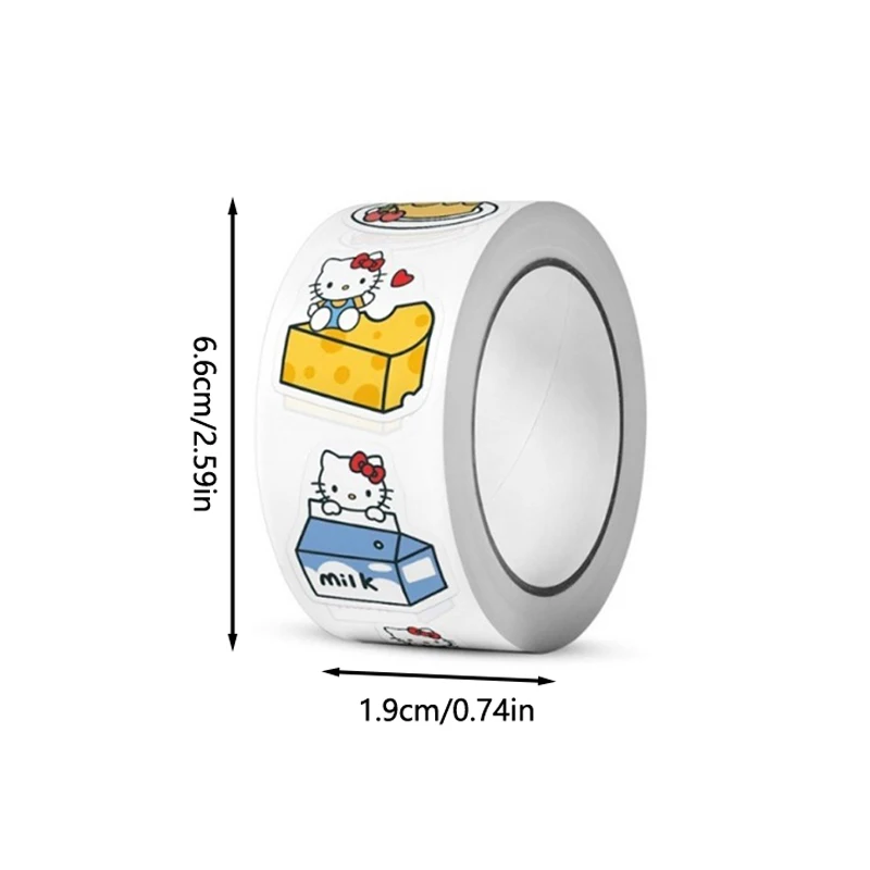 1 Roll Sanrio Hello Kitty Sticker Square For Laptop Phone Water Cup Mobile Scrapbooking Diy Decoration Craft