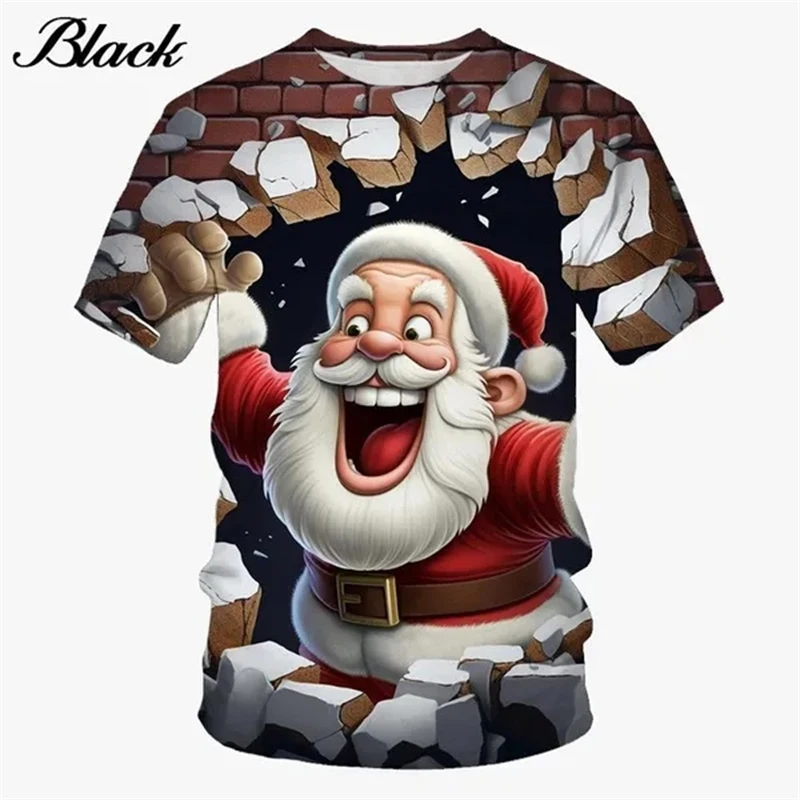 Christmas Mens Clothing New Fashion Men\'s And Women\'s Santa Claus 3D Printed Short Sleeve Casual Tops Loose Comfortable T-Shirts