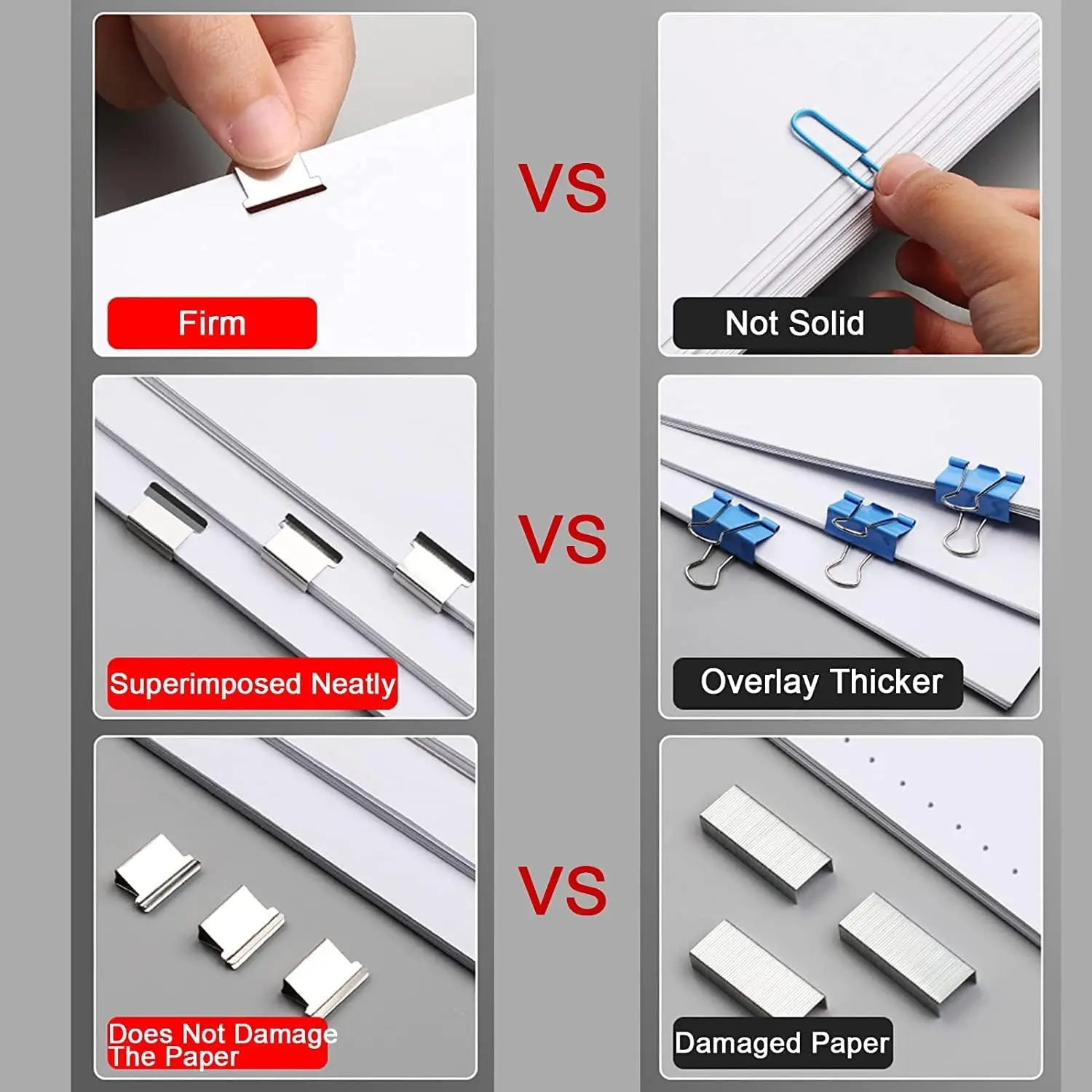 Portable Handheld Binder Clip Pusher with 50 Silver Refill Clips, 40 Sheets Capacity, Fast Paper Clip Dispenser for Desk File Of