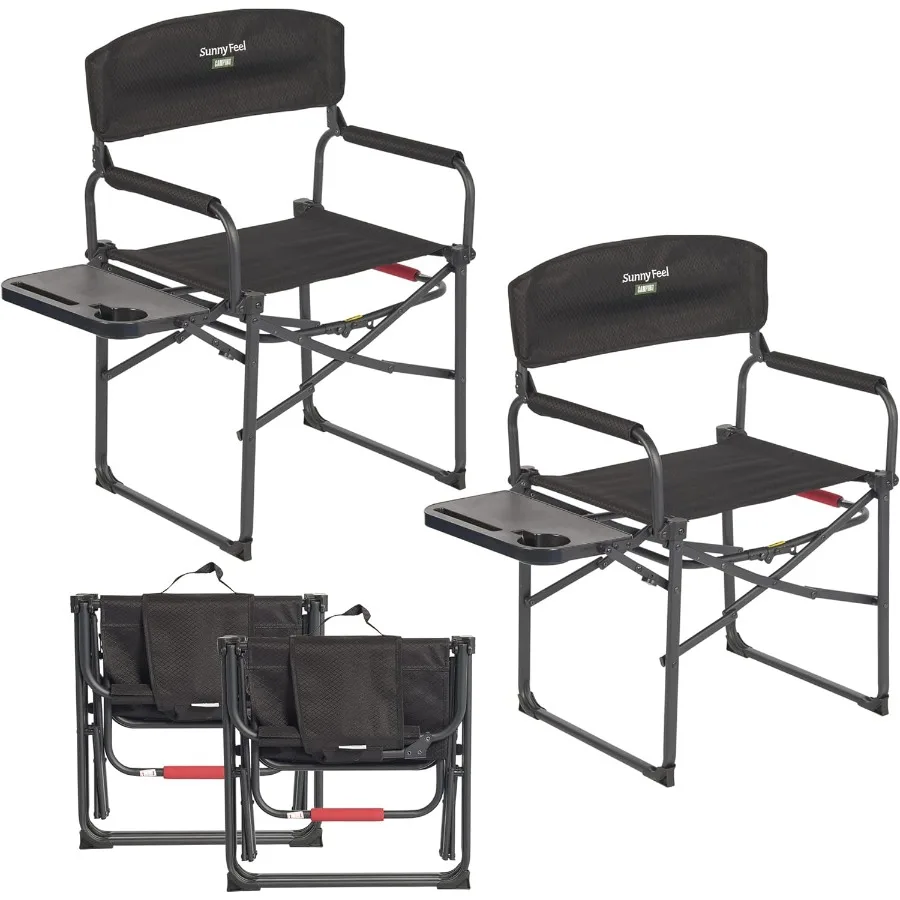 كرسي قابل للطي كبير الحجم عالي التحمل مع طاولة جانبية مدمجة للمغامرات الخارجية: مثالي للتخييم وصيد الأسماك على الشاطئ #1