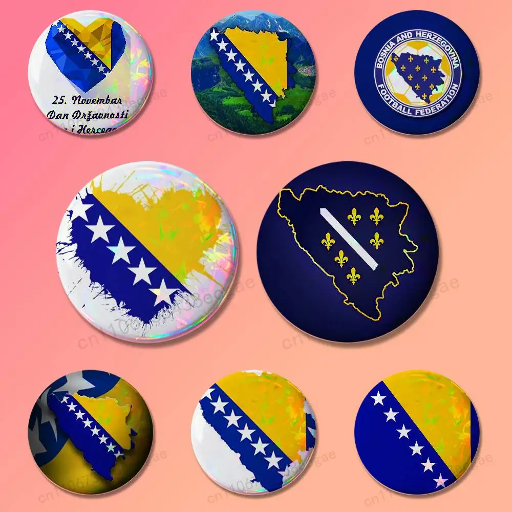 Bosnia flag Art Button pins decorative hats cute brooches lapel pins jewelry badges fashion for clothing collars