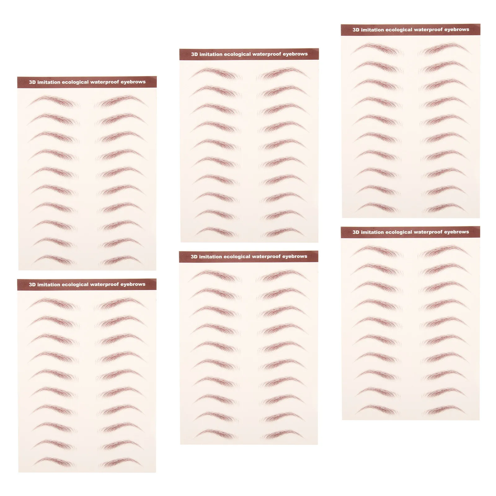 6Sheets Temporary Eyebrow Stickers Waterproof Self-Adhesive Brow Transfers 3D Simulation Natural Look Eyebrow Shaping Stickers