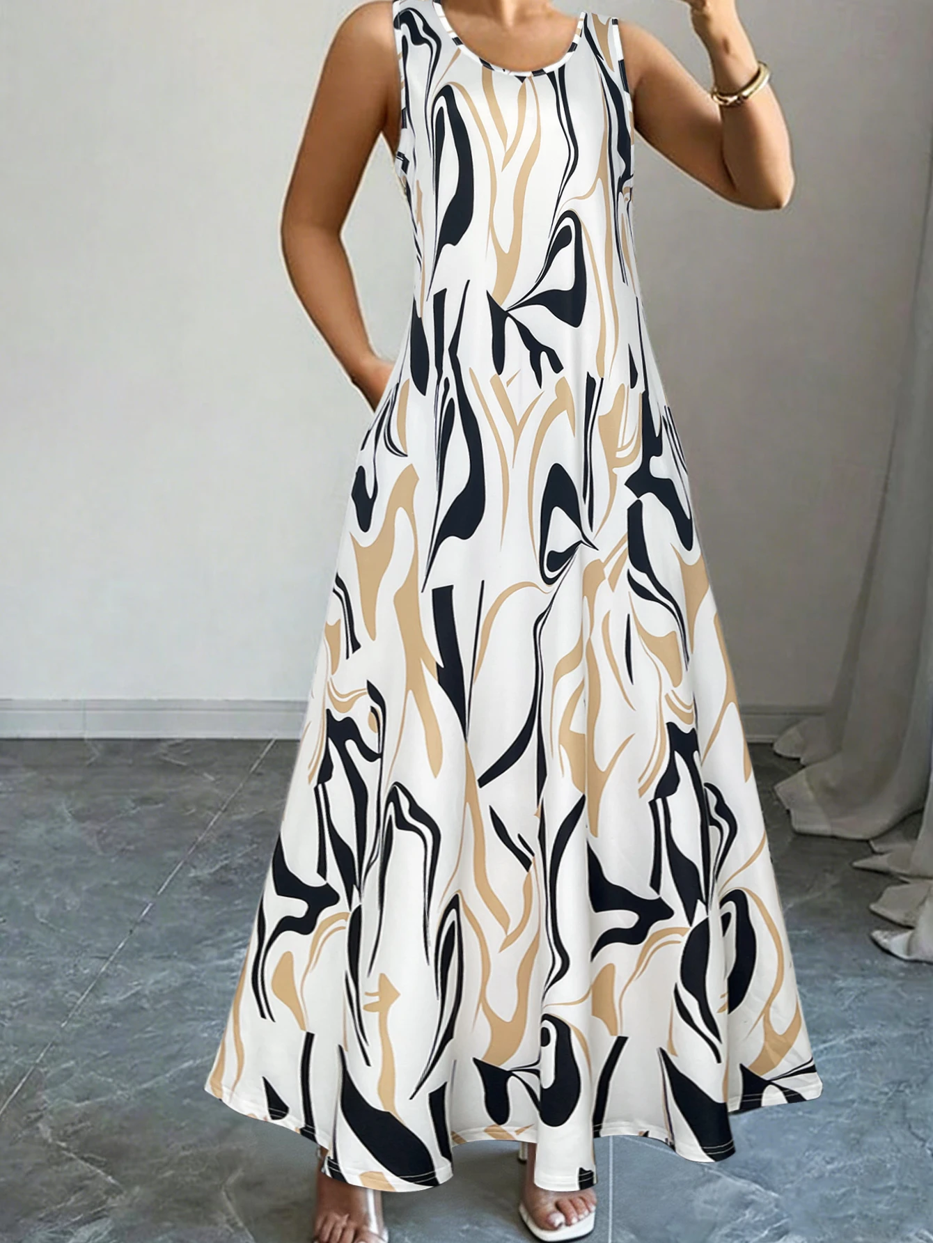 summer dresses black and white Linen Midi Dress Stripes Slip into comfort with confidencethis sleeveless pocket dress is made for movement Sexy Sleeveless Dress Women Black