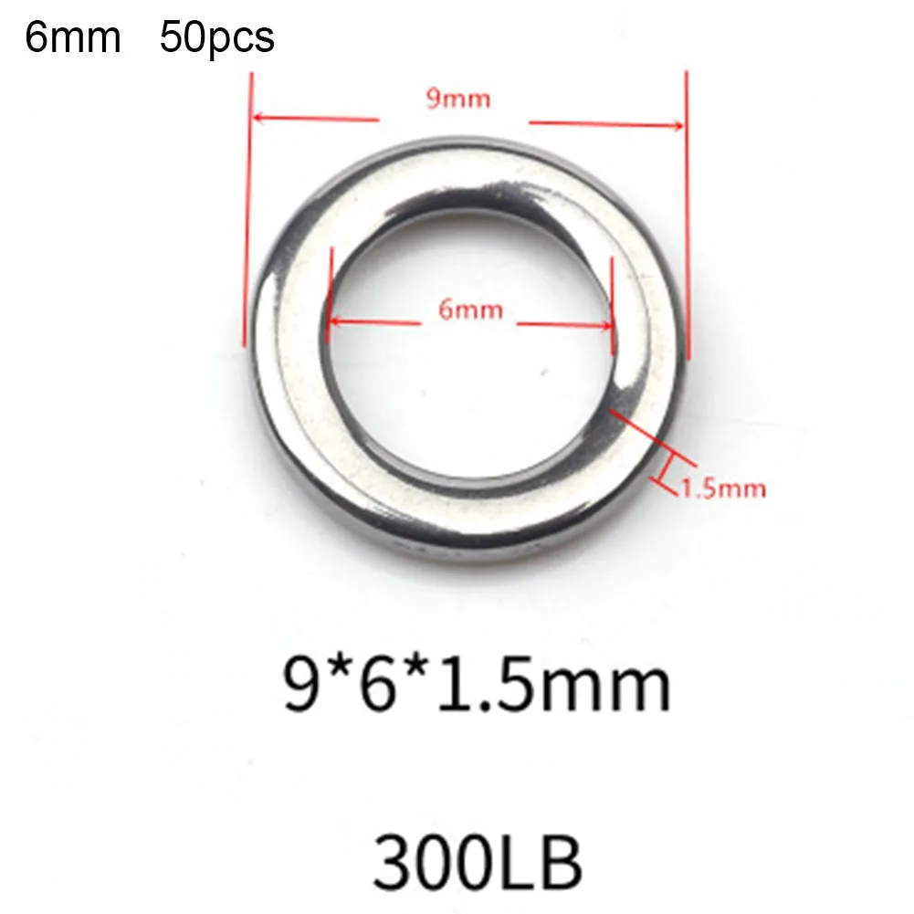 50pcs Stainless Steel Solid Rings Seamless Split Rings Swivels for Fishing Lure Rigging Terminal Tackle and Hook Rigging Tasks