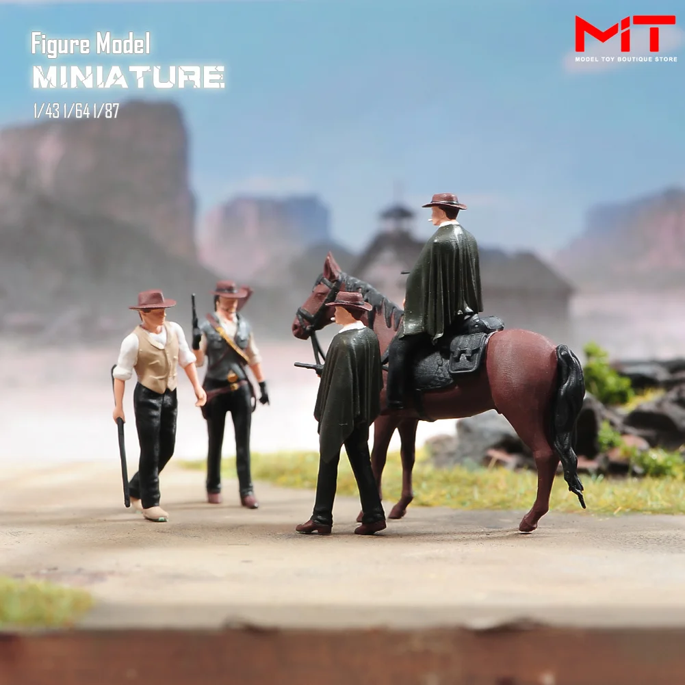 Figurines miniatures 1/87 1/64 1/43 1/24, personnages de Cowboy, scène masculine de cheval, Figurine peinte/non peinte, modèles de poupées, accessoires créatifs