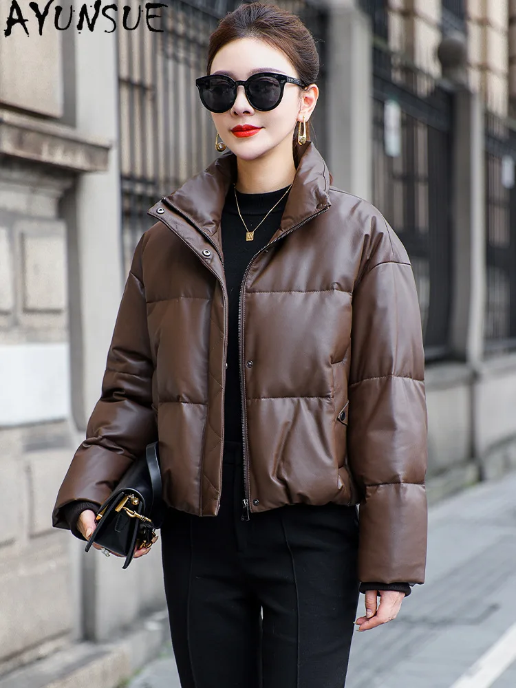 AYUNSUE 100% 양피 정품 가죽 자켓 여성 90% 화이트 오리 다운 코트 여성 겨울 의류 코트의 새로운 Jaqueta De Couro