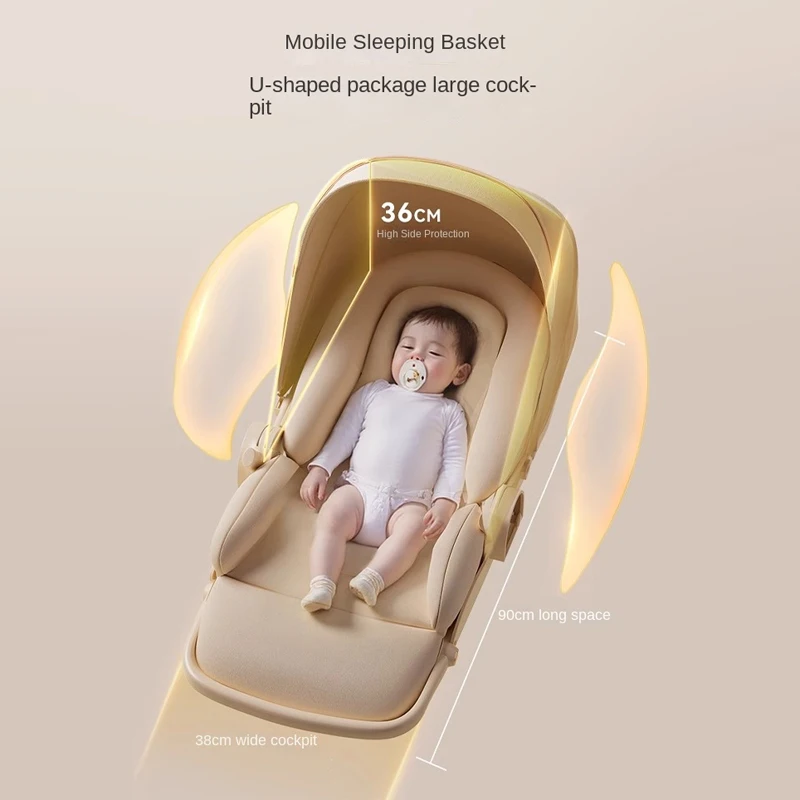 Baby carrige can sit or lie down Lightweight Folding Newborn Baby High Landscape Stroller Two-way Push Anti Vibration Wheels - Image 4