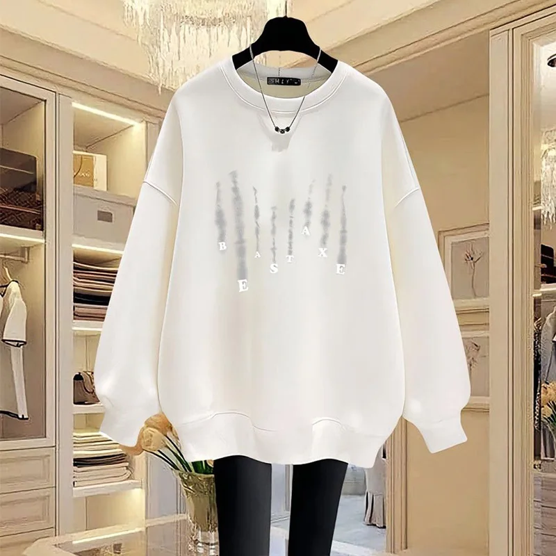 Women Clothing O-neck Vintage Sweatshirts Autumn Fashion Letter Printed Long Sleeve Hoodies Casual Loose Top Pullovers