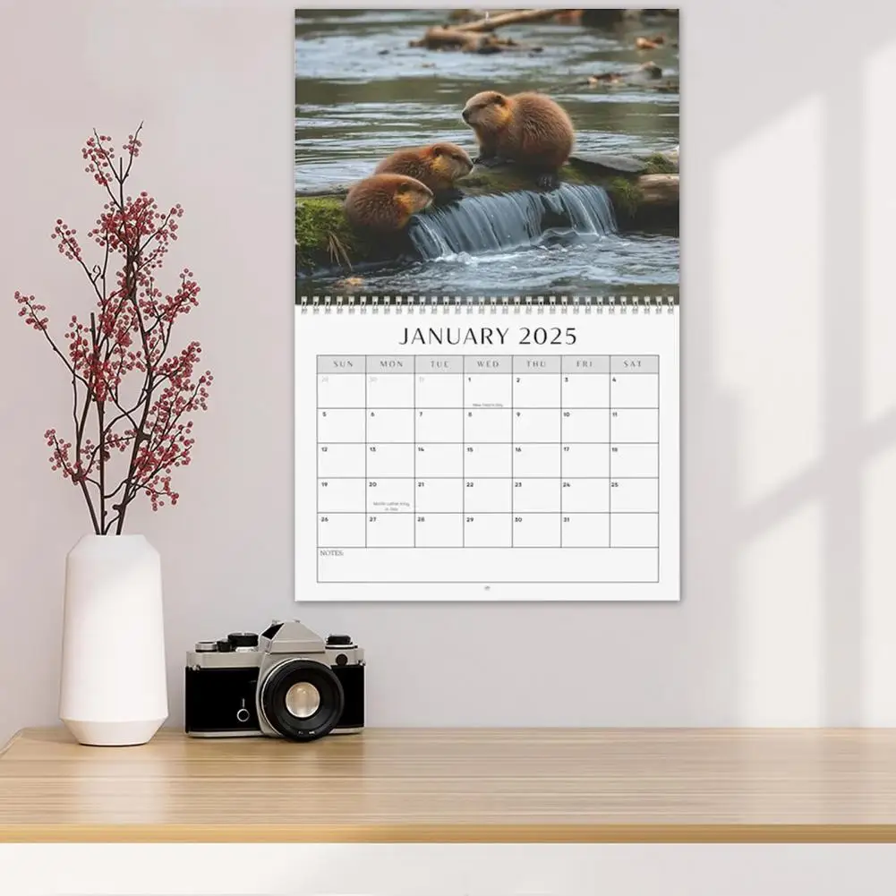 2025 Wall Calendar Beavers Wall Hanging Calendar Daily Monthly Planner for Home Office School Organizing Scheduling