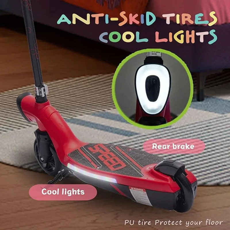 Electric Scooter For Kids Age 6+ Boost Scooter With Adjustable Speed And Height Kids Ride On With Wider Pedal Non-slip Handle