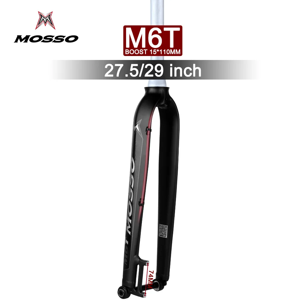 MOSSO Mountain Bike Fork Mountain Disc Brake Bicycle Front Fork Carbon Fiber Cone Tube Hard Fork For 27.5 Inch 29 Inch