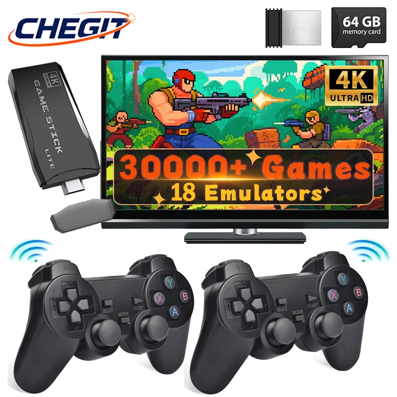 M8 Mini 4K TV Console de jeu rétro 64GB 20000 +/30000 jeux rétro 2.4G sans fil double contrôleur bâton de jeu jeu rétro cadeau de famille