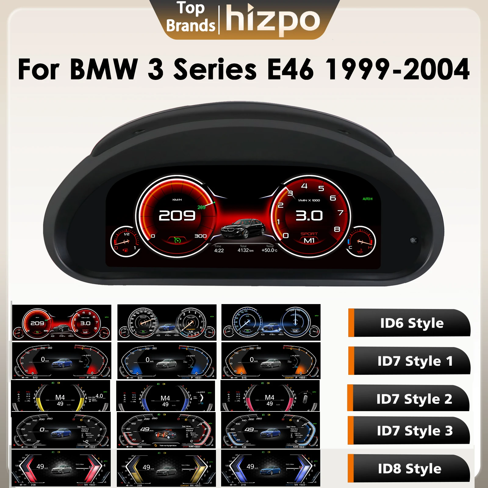 Hizpo Digitales Armaturenbrett für BMW 3er E46 1999-2004 Digitales Kombiinstrument Tachometer