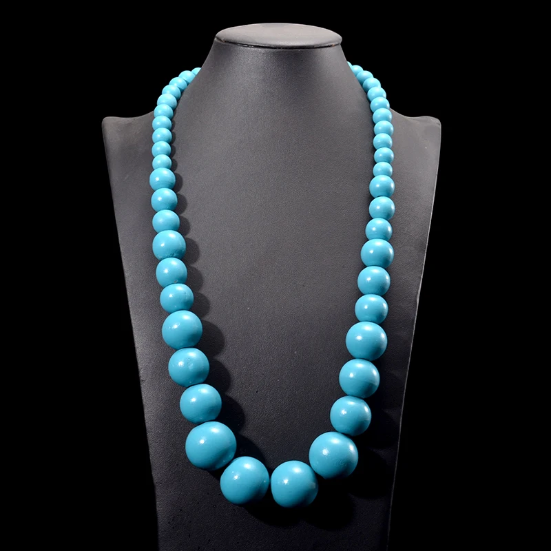 UDDEIN Böhmische Orange Große Runde Lange Holz Halskette & Anhänger Handgemachte Kette Link Halskette Für Frauen Bib Perlen Party Schmuck