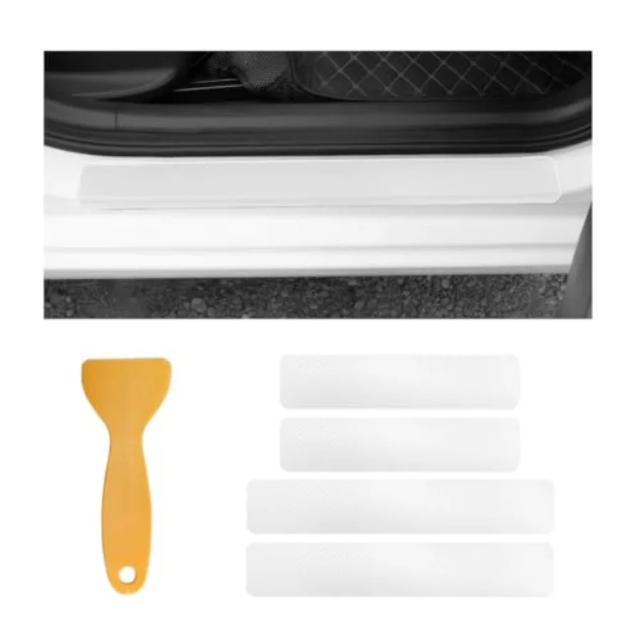 

4 PCS Car Door Sill Protectors, Anti Scratch Carbon Fiber Auto Threshold Cover Strips, Decorative Door Entry Edge Scuff Sticker