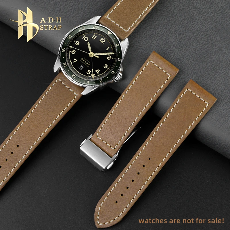 

Vintage Genuine Cowhide Watch strap Suitable for Longines Pioneer Series L3.812.4 Male Watchband 22MM Folding Wrist Strap