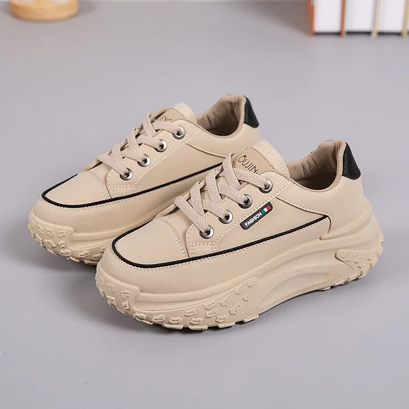 Women's Platform Sneakers Autumn Fashion Versatile Casual Shoes Non-slip Lace Up Running Tennis Shoes Thick Sole Vulcanize Shoes