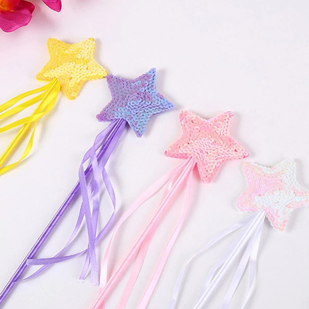 

6Pcs Sequins Star Fairy Wand Creative Birthday Gift Party Favor Stage Performance Props for Fairy Wand