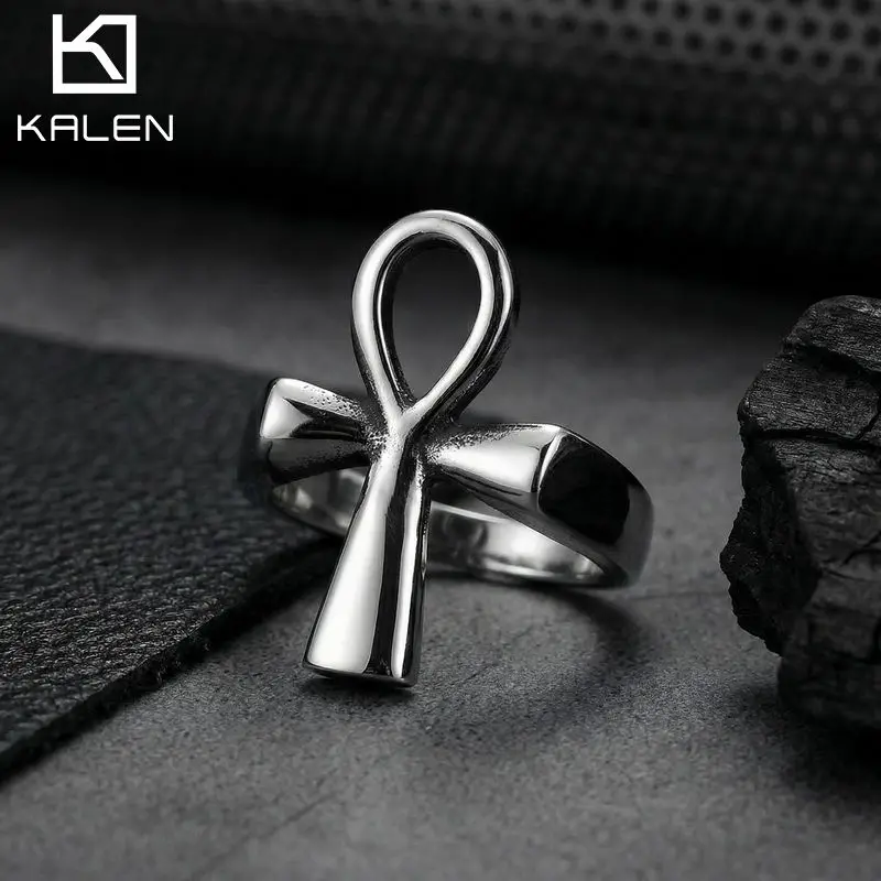 KALEN #6 - #13 Unisex Immortal Cross Ring Stainless Steel 304 Vintage Design - KR46010-BD