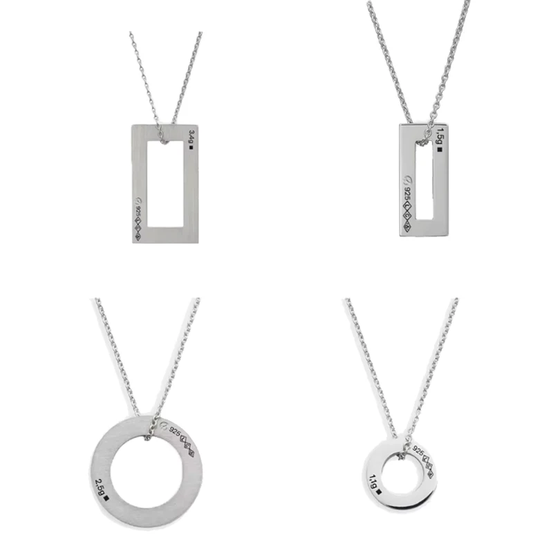 Le Gramme Silver Jewelry 1.1g 2.5g Round Necklace 1,5g 3,4g Rectangle Necklace  Pendant High Quality Jewel Wholesale Price