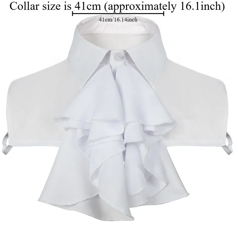 Classic Retro Shirt Cloth with Embroidered Collar - Stunning Medieval Men's & Women's Lace White Fake Collar & Floral Pirate