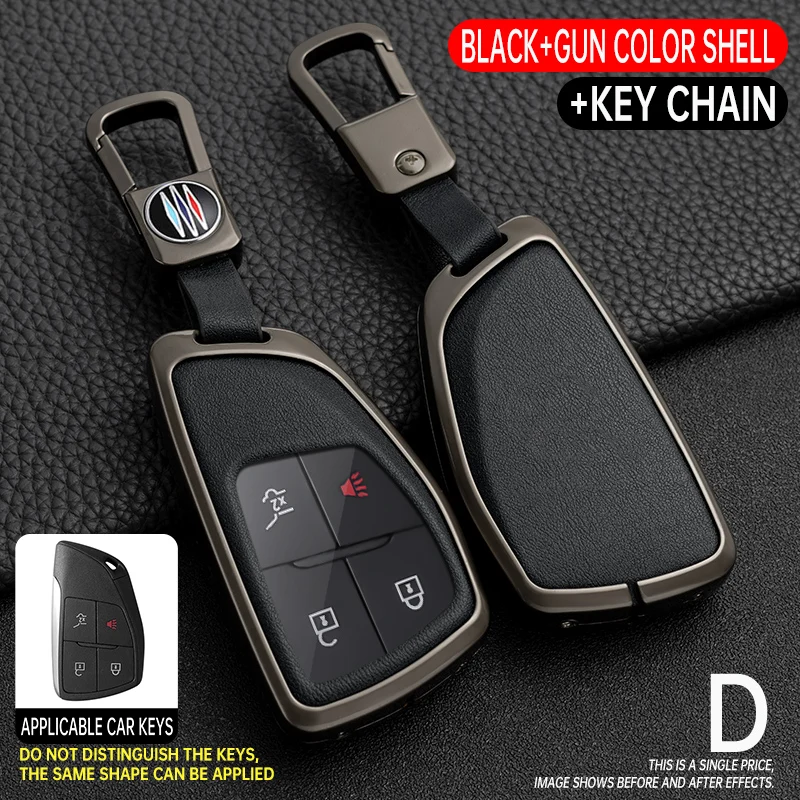 Funda de cuero y Metal para llave de coche, llavero para Buick Envision Chevy Tahoe Suburban Colorado Traverse GMC Yukon Canyon