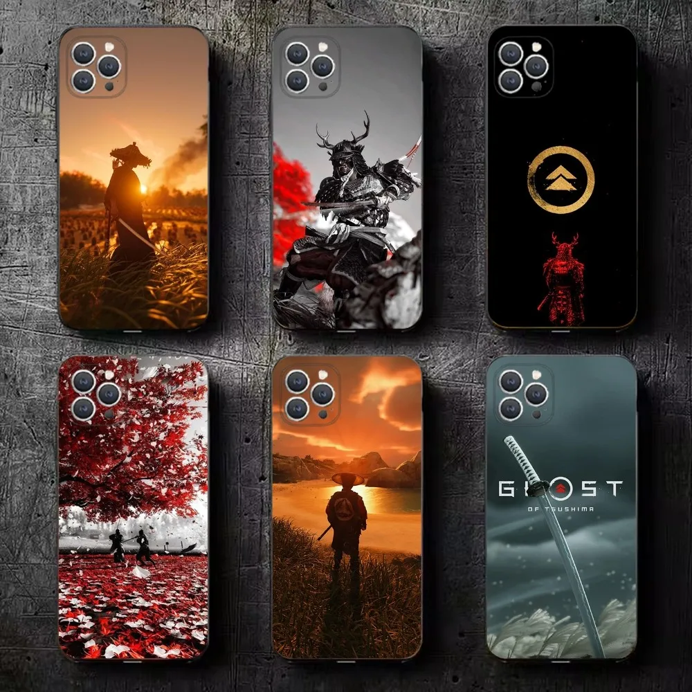 

Ghost Of T-Tsushima Phone Case For iPhone 15,14,13,12,11,Plus,Pro Max,XS,X,XR,SE,Mini,8,7 Soft Silicone Black Cover