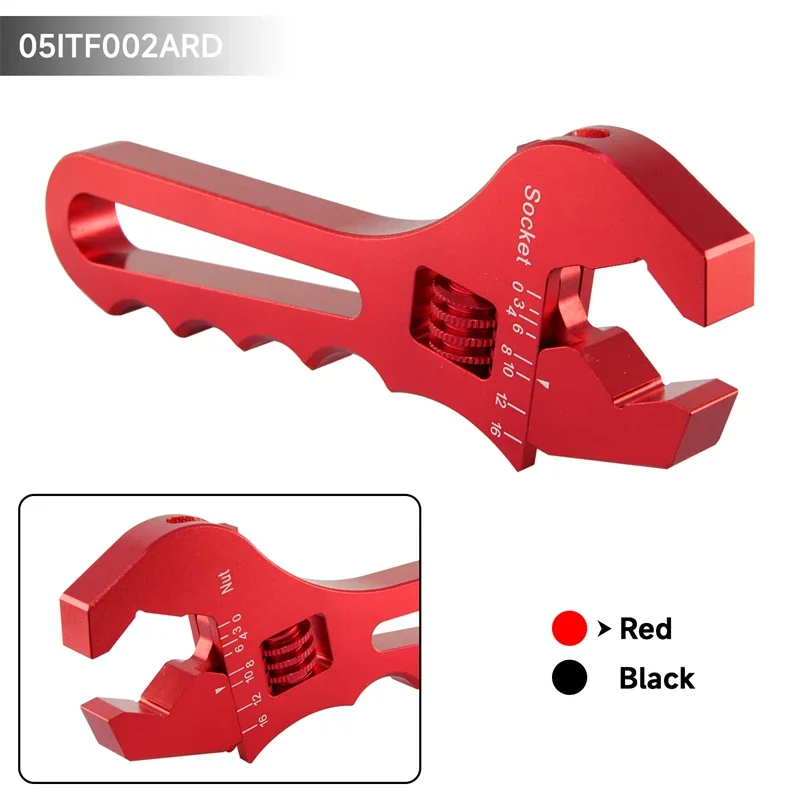 Llave ajustable Universal AN3 AN4 AN6 AN8 AN10 AN12 AN16, herramientas de aluminio, llave inglesa para ajuste de extremo de manguera, negro/rojo