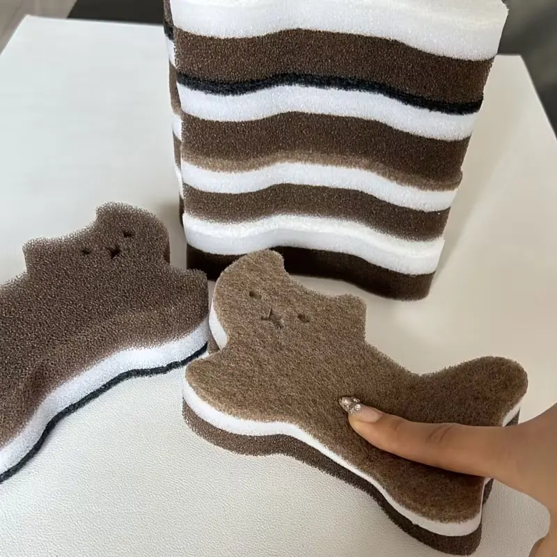 3-Piece Cat Sponge Set, Cleaning Sponge Set, Suitable for Kitchen and Car Cleaning, Multi-Color Random Selection