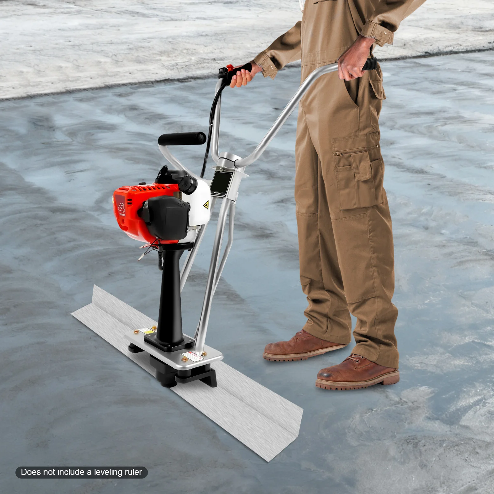 Powerful 35.8CC Gas Concrete Vibrator with 4-Stroke Engine, Stainless Steel Body, 573lbs Force for Efficient Leveling