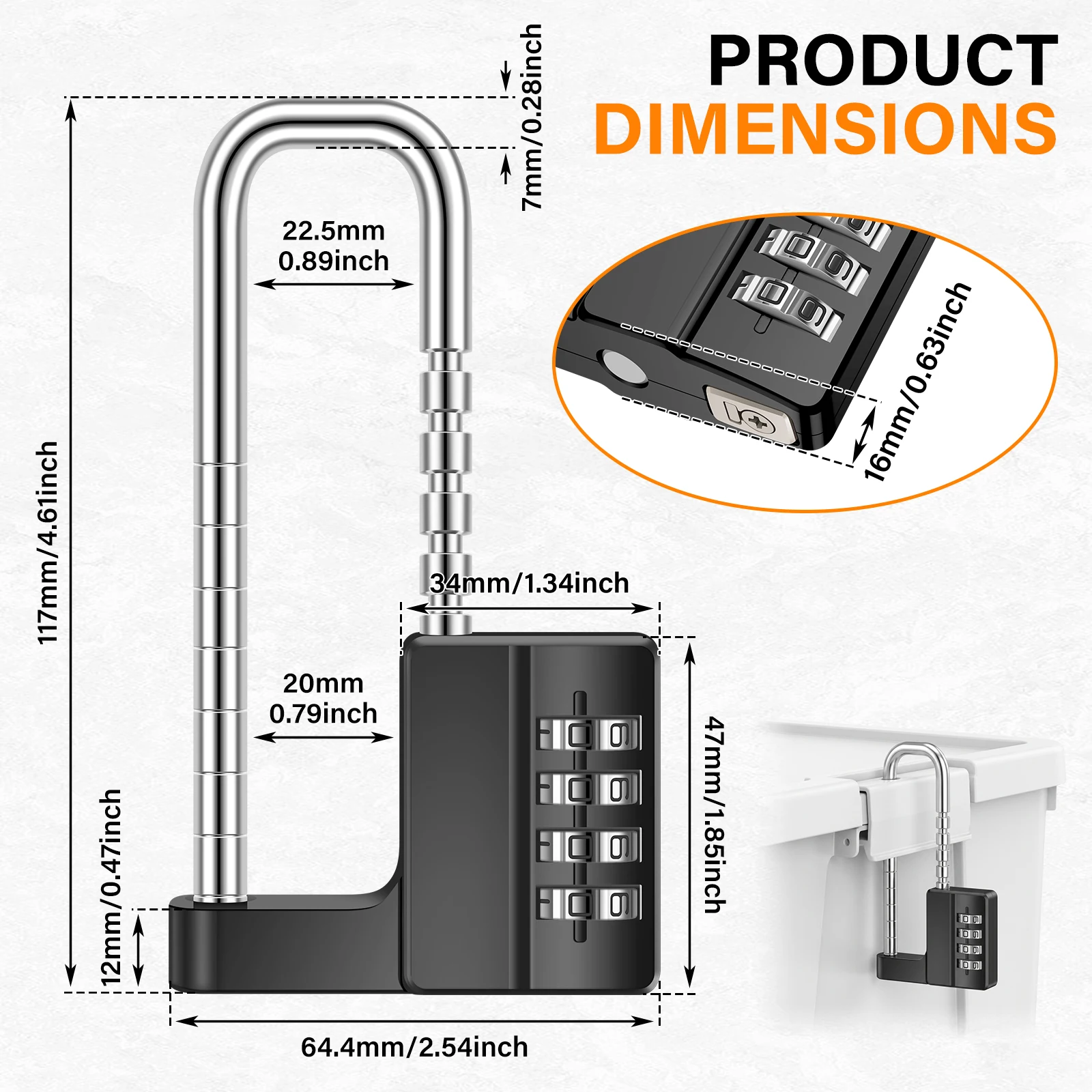 Adjustable Extra Long Shackle Combination Padlock 4 Digit Heavy Duty Weatherproof Lock 1.65 to 3.86 Inch for Gym Locker Fence