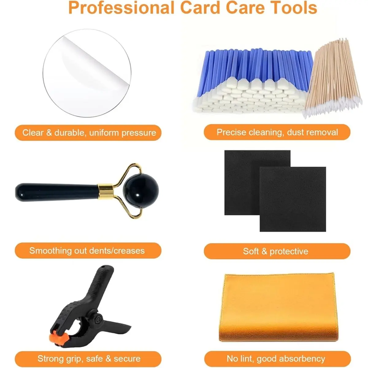 

AB09 162Pcs Trading Card Cleaning Kit - Card Flattening Kit, Card Repair Tool Kit, Card Collector Must-Have Supplies