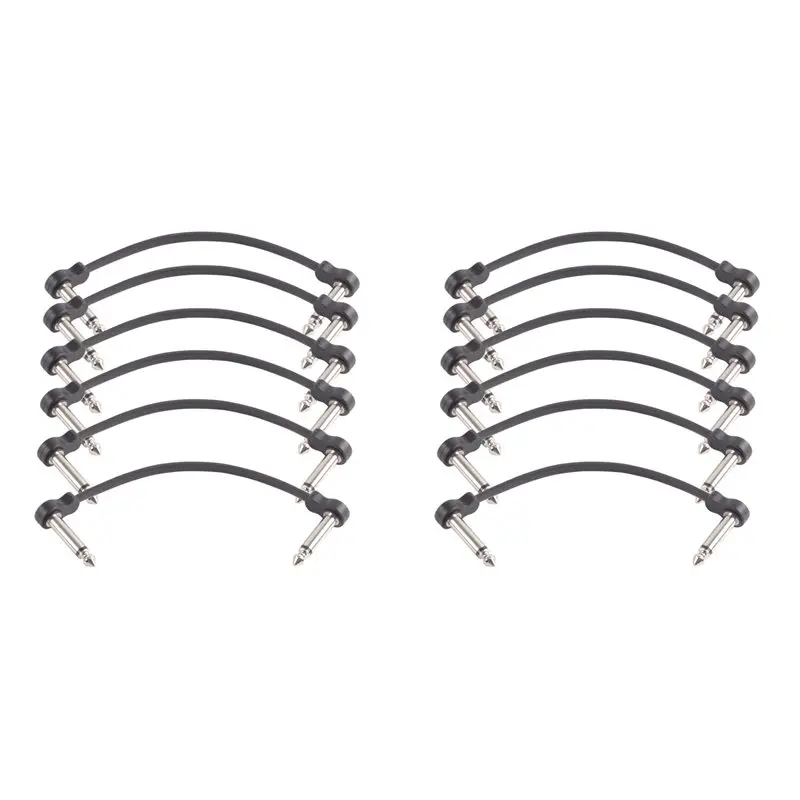 A99I-12 Packs 16Cm Guitar Effect Pedal Flat Patch Cables Instrument Guitar Pedal Cable Connectors Patch Cable Black