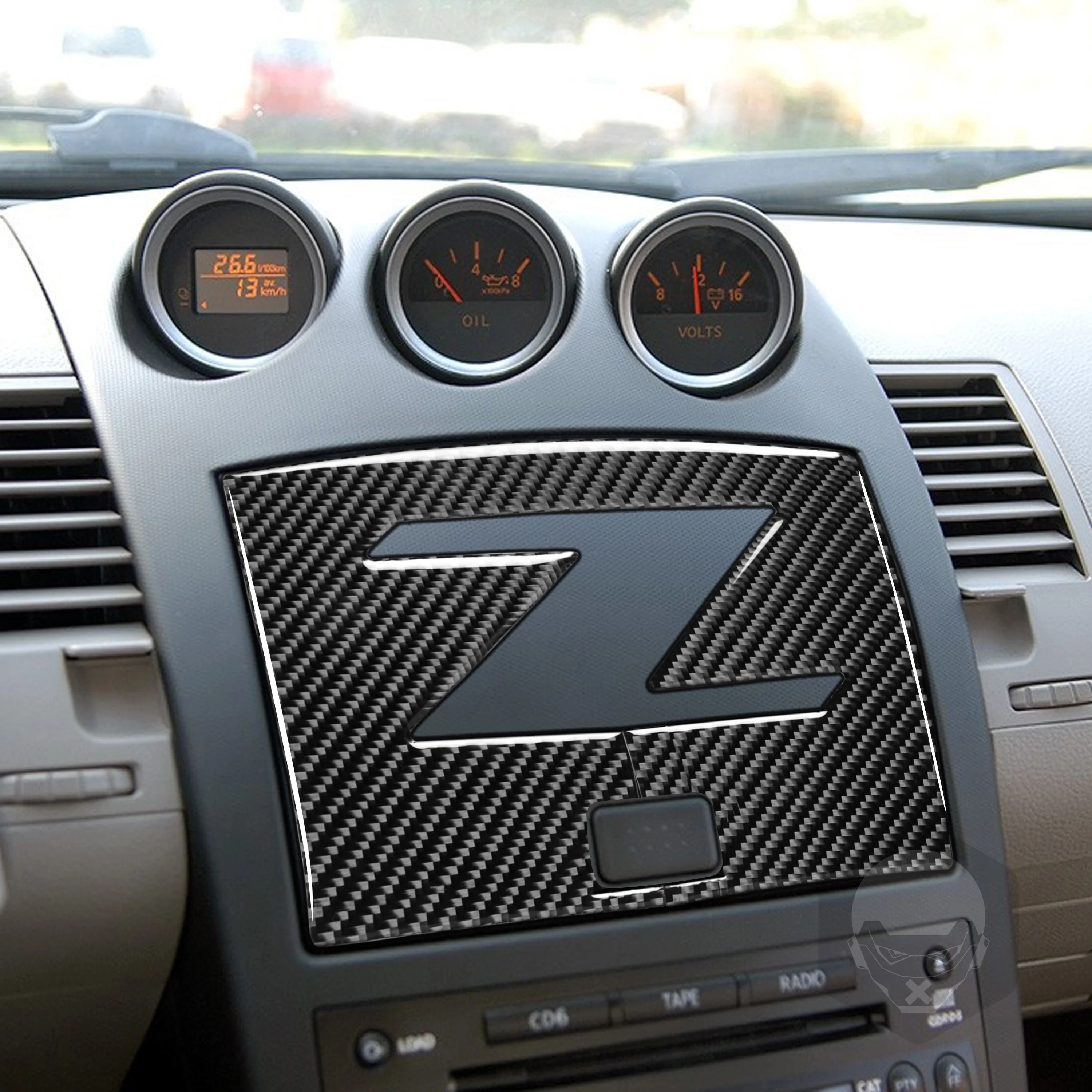 For Nissan 350Z Z33 2003-2009 Refit Carbon Fiber Navigation Cover Box Door Dash Decorative Modified Car Accessories Stickers