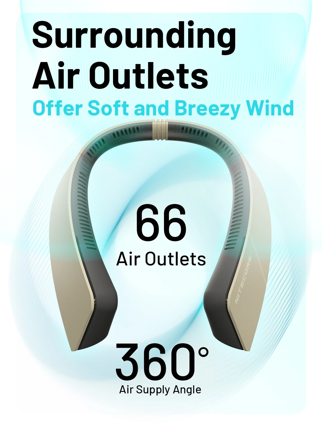 NITECORE NEF20 Portátil Pendurado Pescoço Fan Bladesess Mudo Pescoço Fan Camping Pesca Esporte USB-C Recarregável Neckband Air Cooler