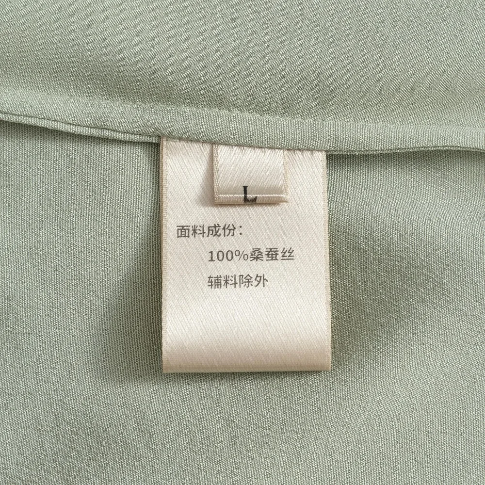 Women's Fashion Clothing 23MM Heavy 100% Natural Mulberry Silk Crepe De Chine Lapel Grey Green OL Style Long Sleeve Office Shirt