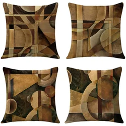 Tan Geometric Pattern Linen Pillow Cover 40*40 Living Room Sofa Cushion Cover 60*60 Creative Home Decor Customizable 50*50 45*45