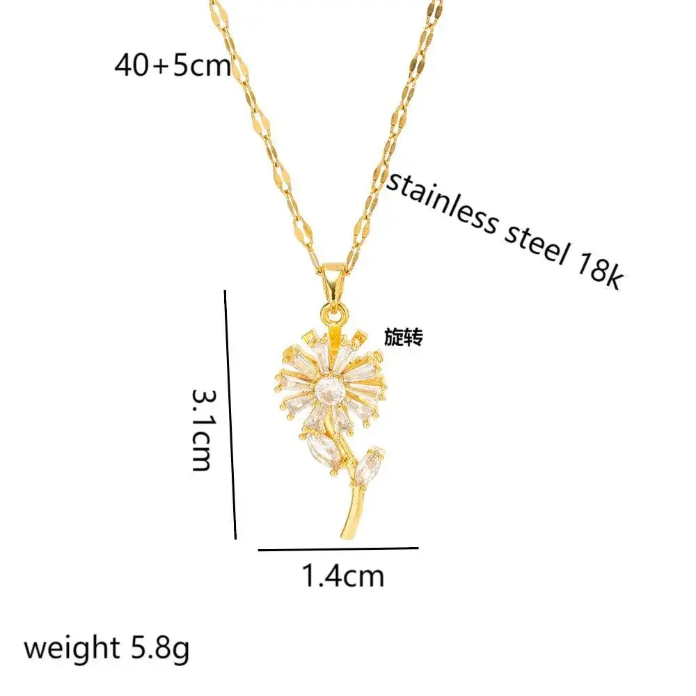 Новейшее бестселлерное женское колье из титановой стали с вращающимся подсолнухом в 2025 году, простое и элегантное, не выцветает.