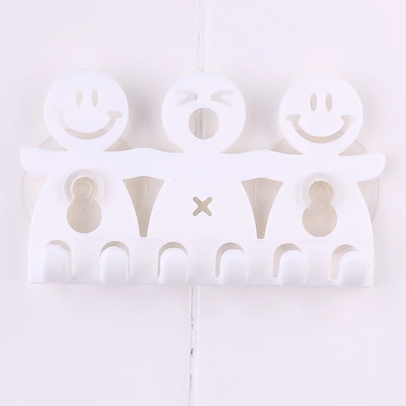 1Pcs Smile Face Bathroom Kitchen Toothbrush Towel Holder Wall Sucker Hook  (Colour: White)