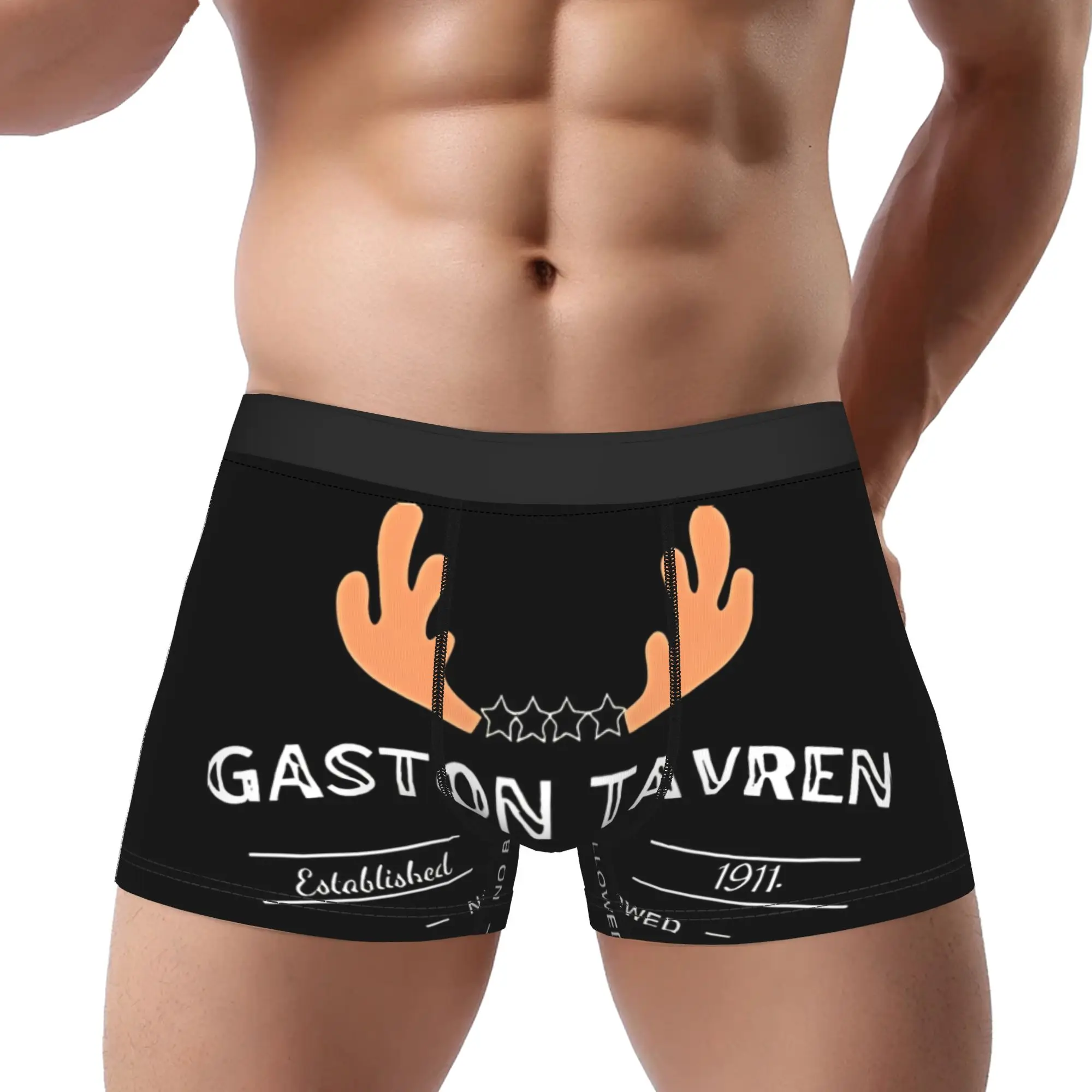 

Black Gaston's Tavern Underpants Breathbale Panties Male Underwear Print Shorts Boxer Briefs