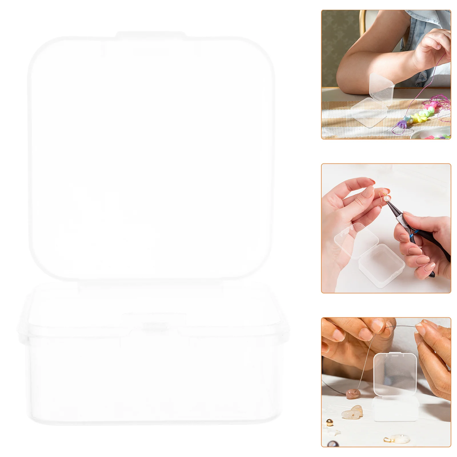 

20Pcs Clear Plastic Organizer Boxes Square Mini Storage Containers Hinged Lids Portable for Jewelry Beads Small Crafts