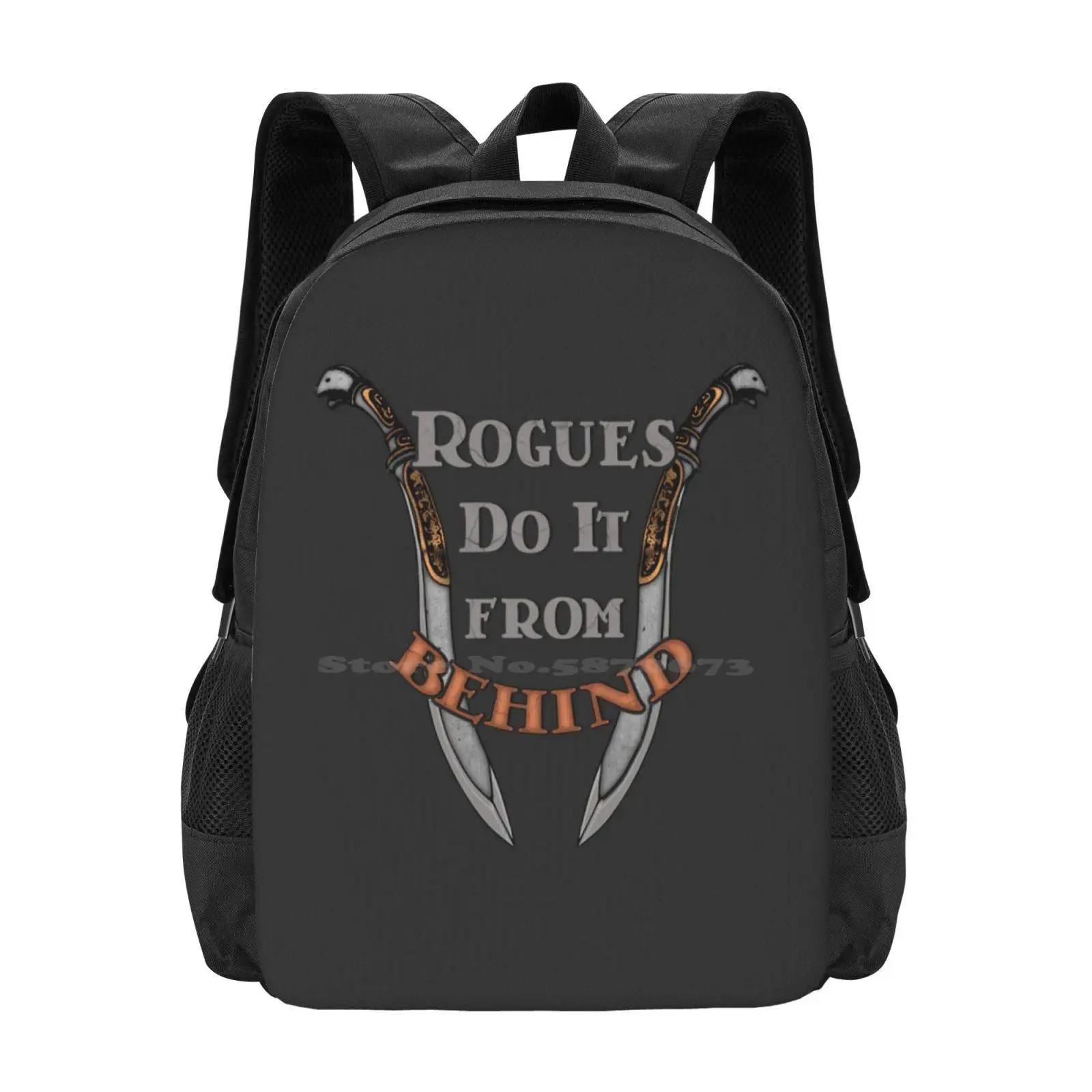 Rogues Do It Pattern Design Bagpack School Bags Dragons Dm Dice D20 Twenty Sided Die Npc Rpg Tabletop Game Gaming Roleplay